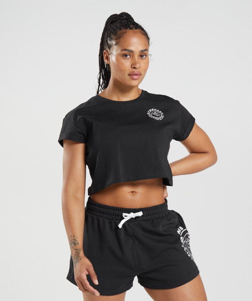 Women\'s Gymshark Legacy Cropped Tops Black | NZ 6WSRUB